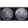 Image 2 : (2) 90% SILVER 1960 FRANKLIN HALF DOLLARS PROOF BU
