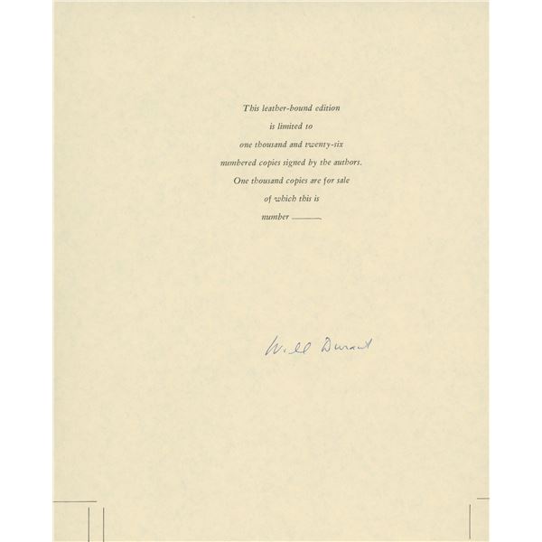 Will Durant signed book insert