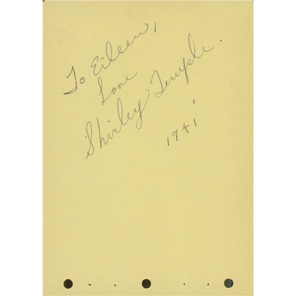Shirley Temple signed note. GFA Authenticated