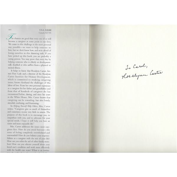 First Lady Rosalynn Carter signed book