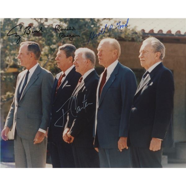 5 American Presidents signed photo. GFA Authenticated