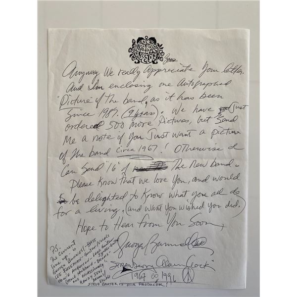 Strawberry Alarm Clock George Bunnell signed letter