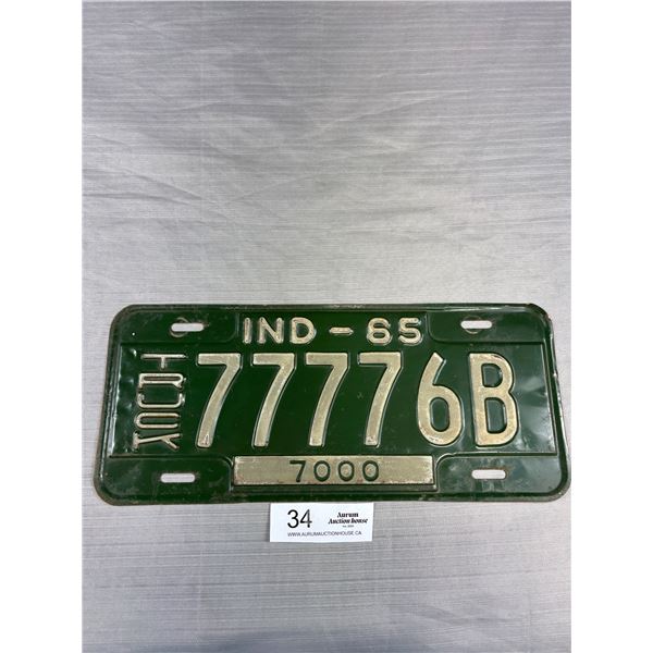 1965 Indiana License Plate