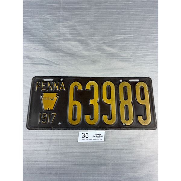 1917 Pennsylvania License Plate