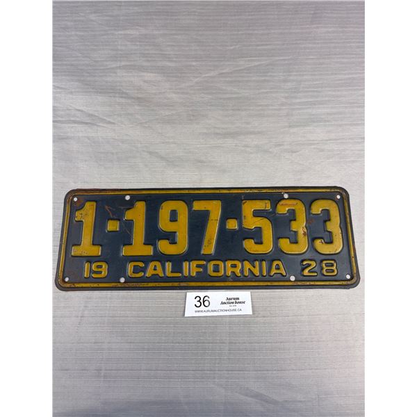 1928 California License Plate