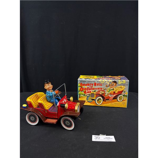 Excellent Condition NOS Battery Operatede Smokey Bill on Old Fashioned Car Original Box