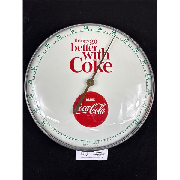 Vintage Made in USA 12" Diameter Coca Cola Thermometer