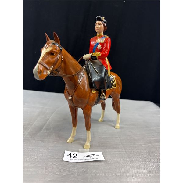 Very Nice Queen Elizabeth The Second On Beswick Horse Porcelain