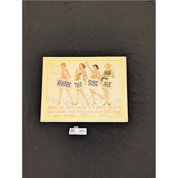 Original 1961 Title Card Where the Boys Are Movie Poster (Measures 11 x 14 Inches)