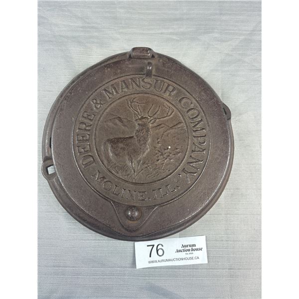 Antique Cast Iron Corn Planter Lid by Deere & Mansur Company Illinois
