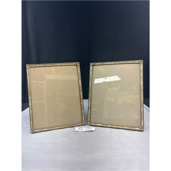 2 Vintage Ornate Brass Picture Frames, 8" x 10"