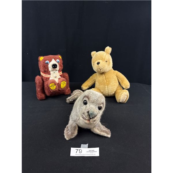 Classic Poo Gund Bear + Baby Seal and Vintage Mechanical Bear