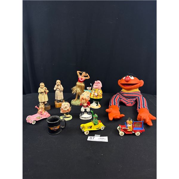 Tray Lot of Vintage Toys, Sesame Street, Etc