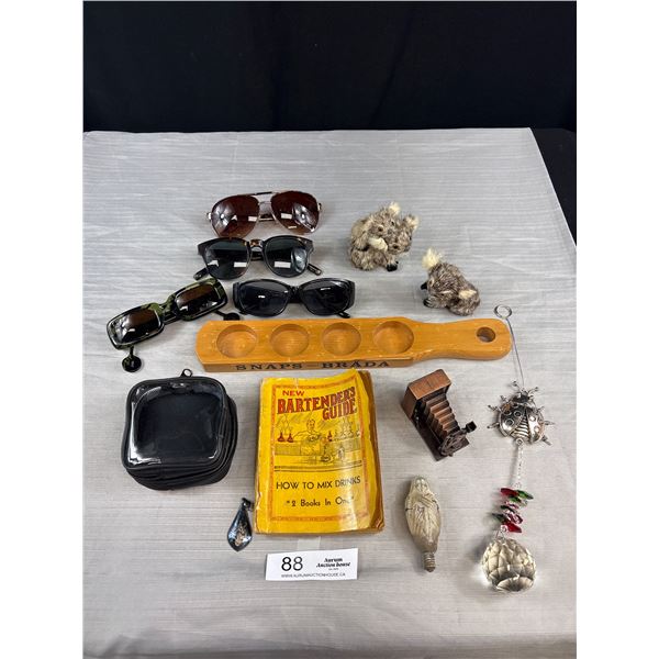 Vintage Collectible Lot of Old Sunglasses Bartenders Guide Etc