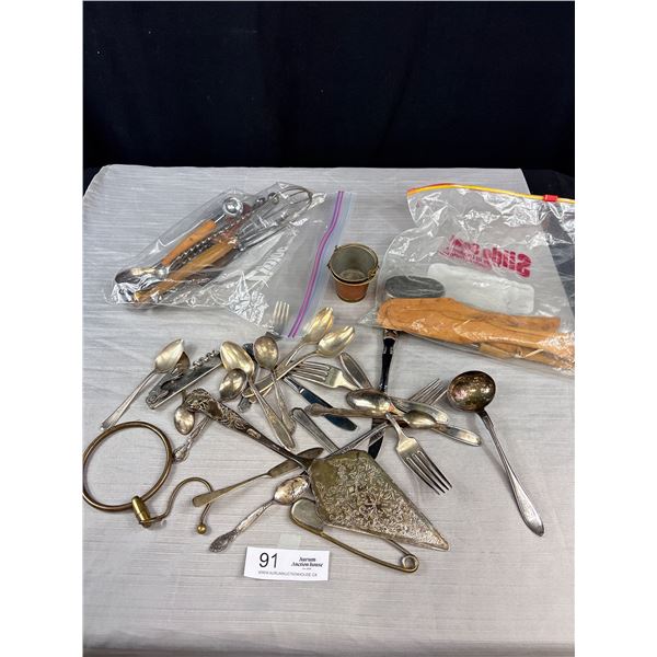 Vintage Mid Century Kitchen Wear Lot, Cutlery, Etc
