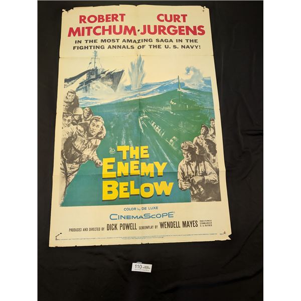 Original 1958 1-Sheet The Enemy Below Movie Poster