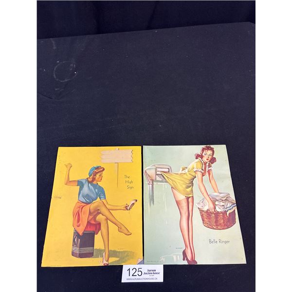 2 Original Vintage Elvgren Pinup Prints