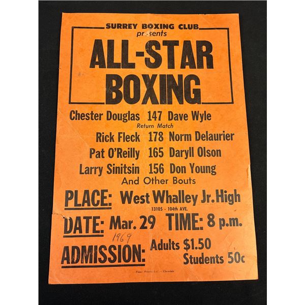 Original 1969 All-Star Boxing Poster at West Whalley Jr High Measures 10 x 14 Inches