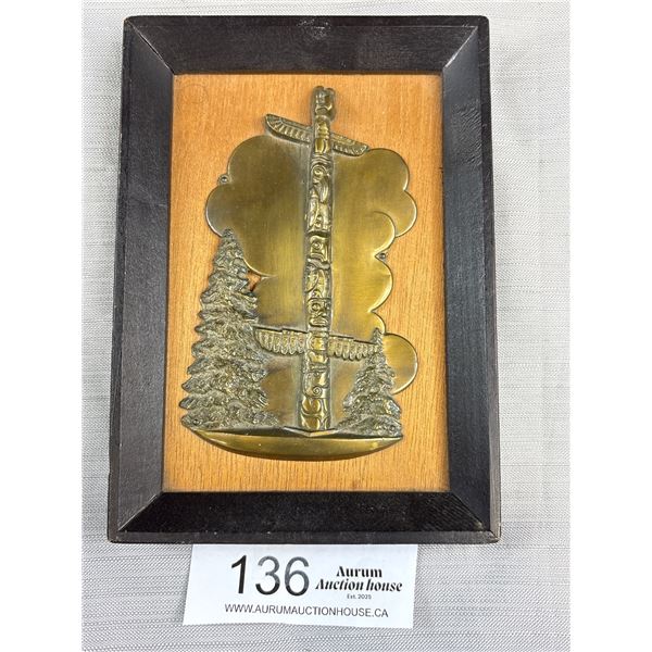 Framed Brass (Relief) Totem Pole