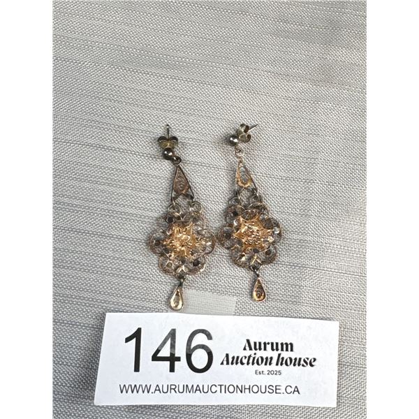 Nice Pair of 2" Long Ssterling (Filigree) Earrings