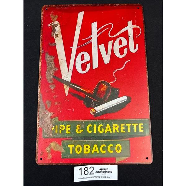 Velvet Tobacco Vintage Style Reproduction Metal Sign Approx 8" x 12"