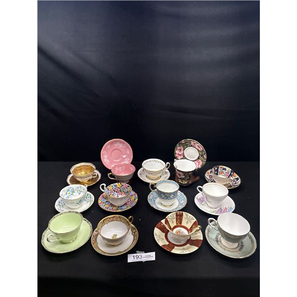 Nice Lot of 15 Bone China Teacups and Saucers