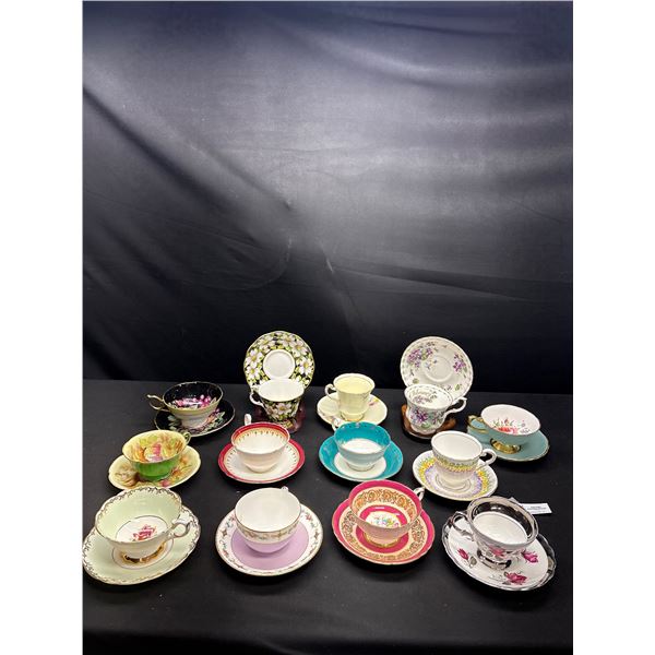 Nice Lot of 15 Bone China Teacups and Saucers
