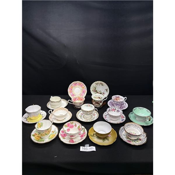 Nice Lot of 15 Bone China Teacups and Saucers