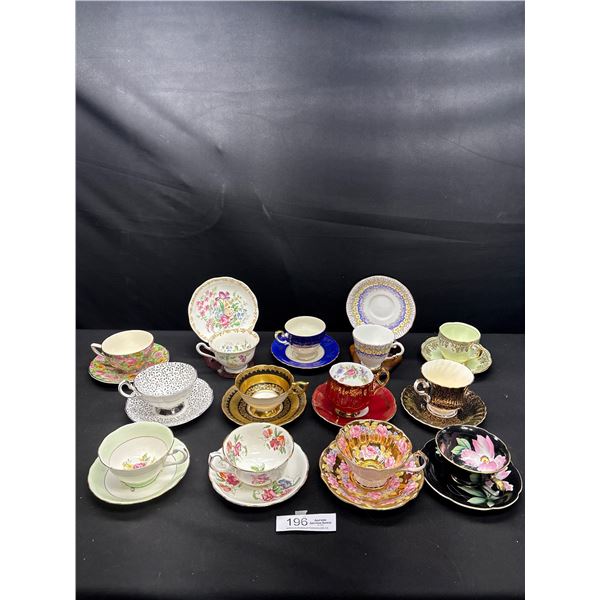 Nice Lot of 15 Bone China Teacups and Saucers