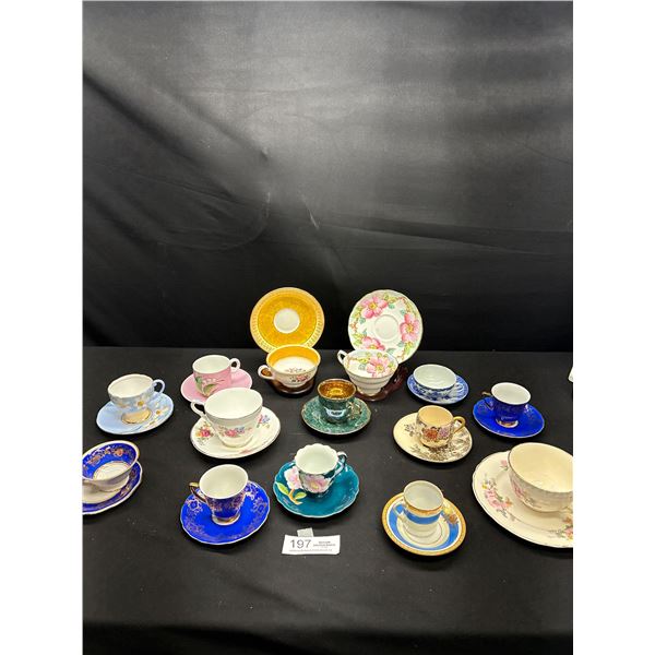 A Nice Lot of Bone China Demitause and Teacups and Saucers