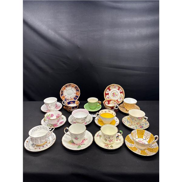 Nice Lot of 15 Bone China Teacups and Saucers