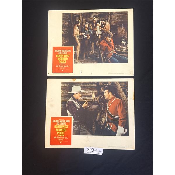Original Lot of 2 1958 Re-release Lobby Cards North West Mounted