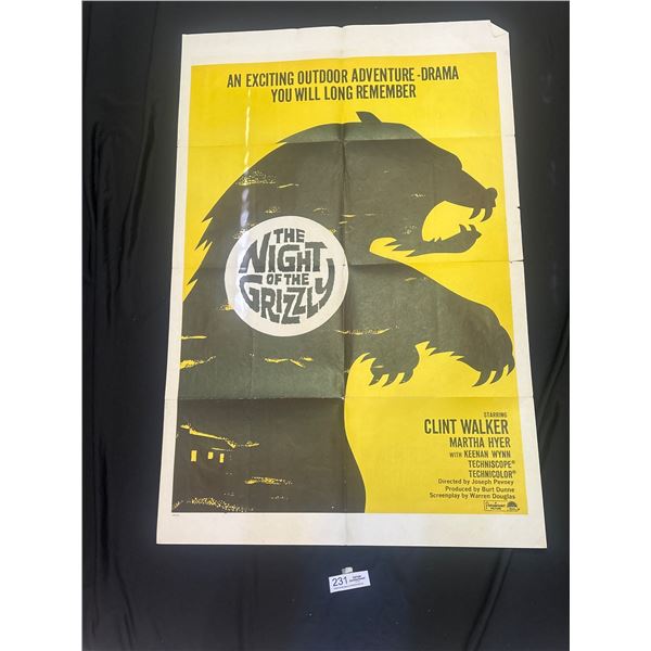 Original 1966 1-Sheet Night of The Grizzly Movie Poster