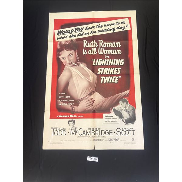 Original 1961 Lightning Strikes Twice Movie Poster
