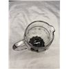 Image 3 : Unique Vintage 8" Ribbed Glass Pitcher w Etched Design & Black Glass Base