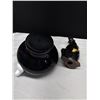 Image 5 : Mid-Century Collectibles - Black & Gold Penguin Pencil Holder, Kitty Cat Apothecary Jar/Vase & Black