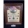 Image 1 : Professionaly Framed 11" x 13" United States WW2 Coin Collection with Silver Coins and Stamps