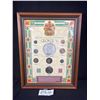 Image 1 : Professionaly Framed 11" x 13" Selected Canadian Coinage of George VI 1910-1936 Silver Dollar 50c Pi