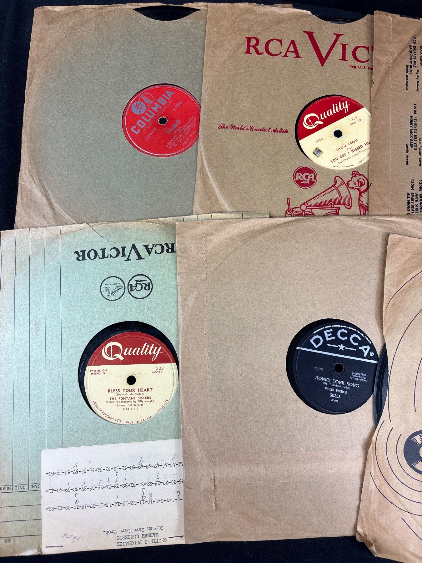 Large Lot of Vintage Records Loop de Loop, Mambo, Baby Baby Baby, etc