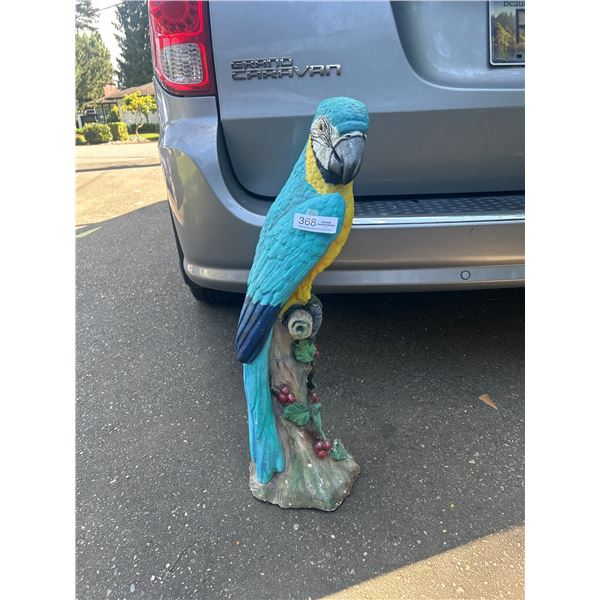Very Decorative 30" Tall Vintage Plaster Parrot Some Paint Chips Displays Well