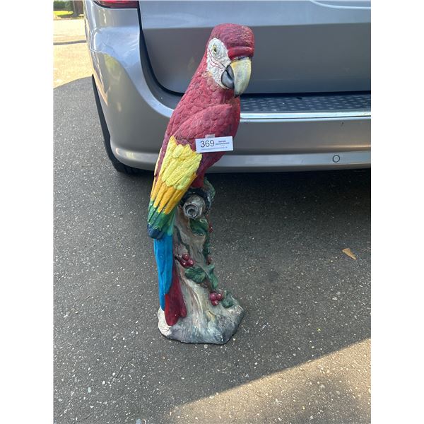 Very Decorative 30" Tall Vintage Plaster Parrot Some Paint Chips Displays Well