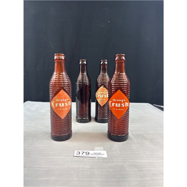 Lot of 4 - Vintage Orange Crush Ribbed Beehive Bottles