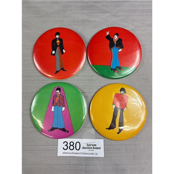 Amazing Condition 1968 King Features, Primrose Confectionary LTD - Set of 4 "The Beatles" 3.5" Pinba