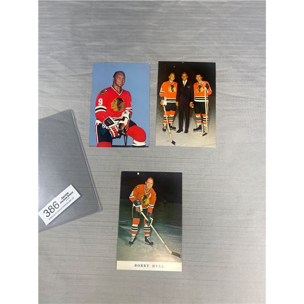 Lot of 3 Vintage 1971 Team Issued Promotional 4x6 Player Cards - Chicago Blackhawks - Bobby Hill, St