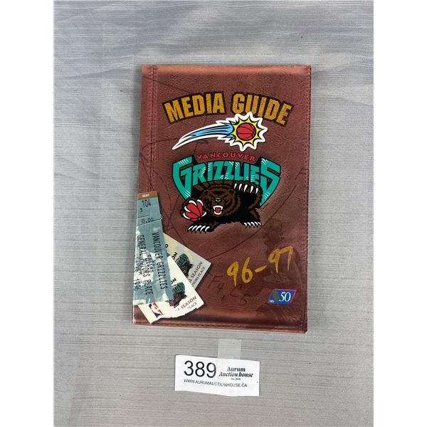 Rare 1996-1997 Vancouver Grizzlies Media Guide/Yearbook 2nd Season