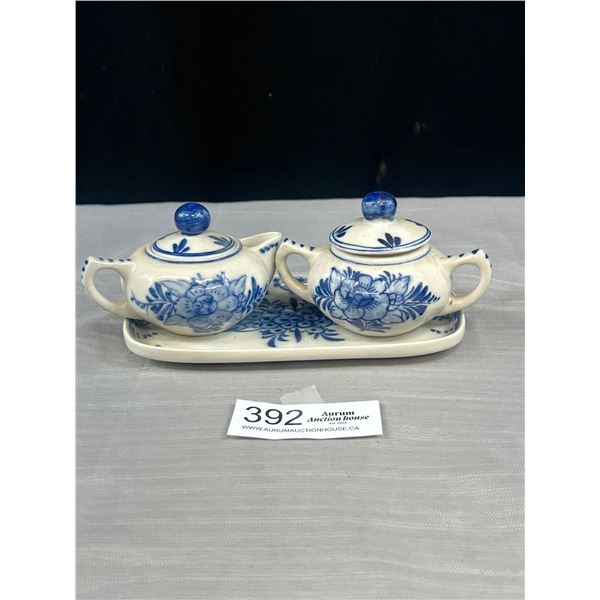 Hand Painted Delft Blue Cream/Sugar Set