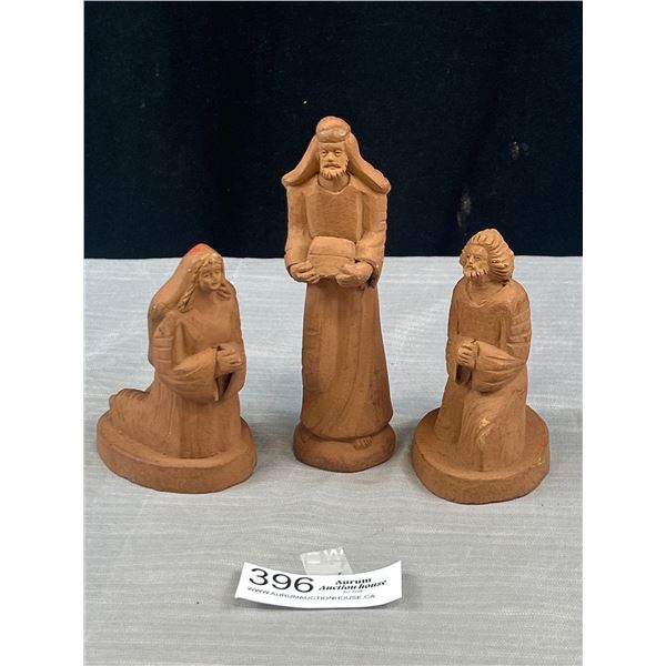 Rare - 3 Piece Nativity Scene Terracota - Marked 'Togui'