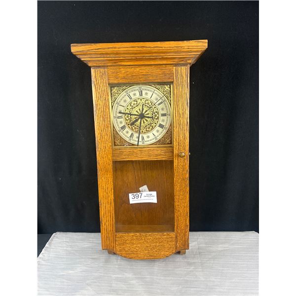 Vintage Oak Boxed 'Mission Style' Hanging Wall Clock