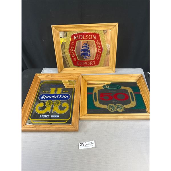 Lot of 3 Beer Adveritisng Mirrors - 2 Labbats/1 Molson