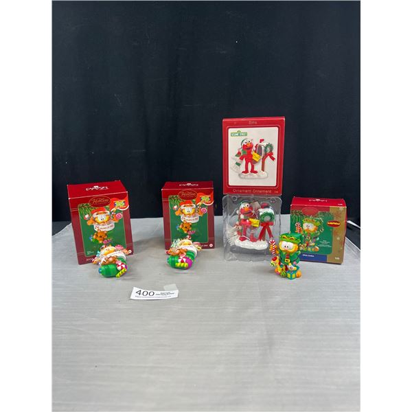 Lot of 4 Carlton Heirloom Collection Christmas Ornamentts Garfield and Elmo
